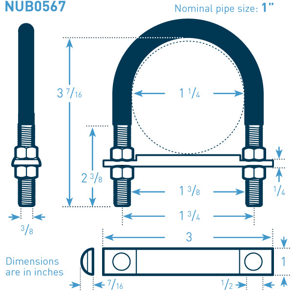 1 in Galvanized Nu-Bolt with Flats (3/8 Stock ) – I-Rod Store